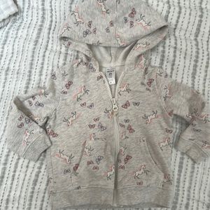 Carter’s 2t hoodie with butterflies and unicorns